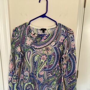 Talbots Jubilee Paisley Crewneck Pullover Sweater, Petite Small